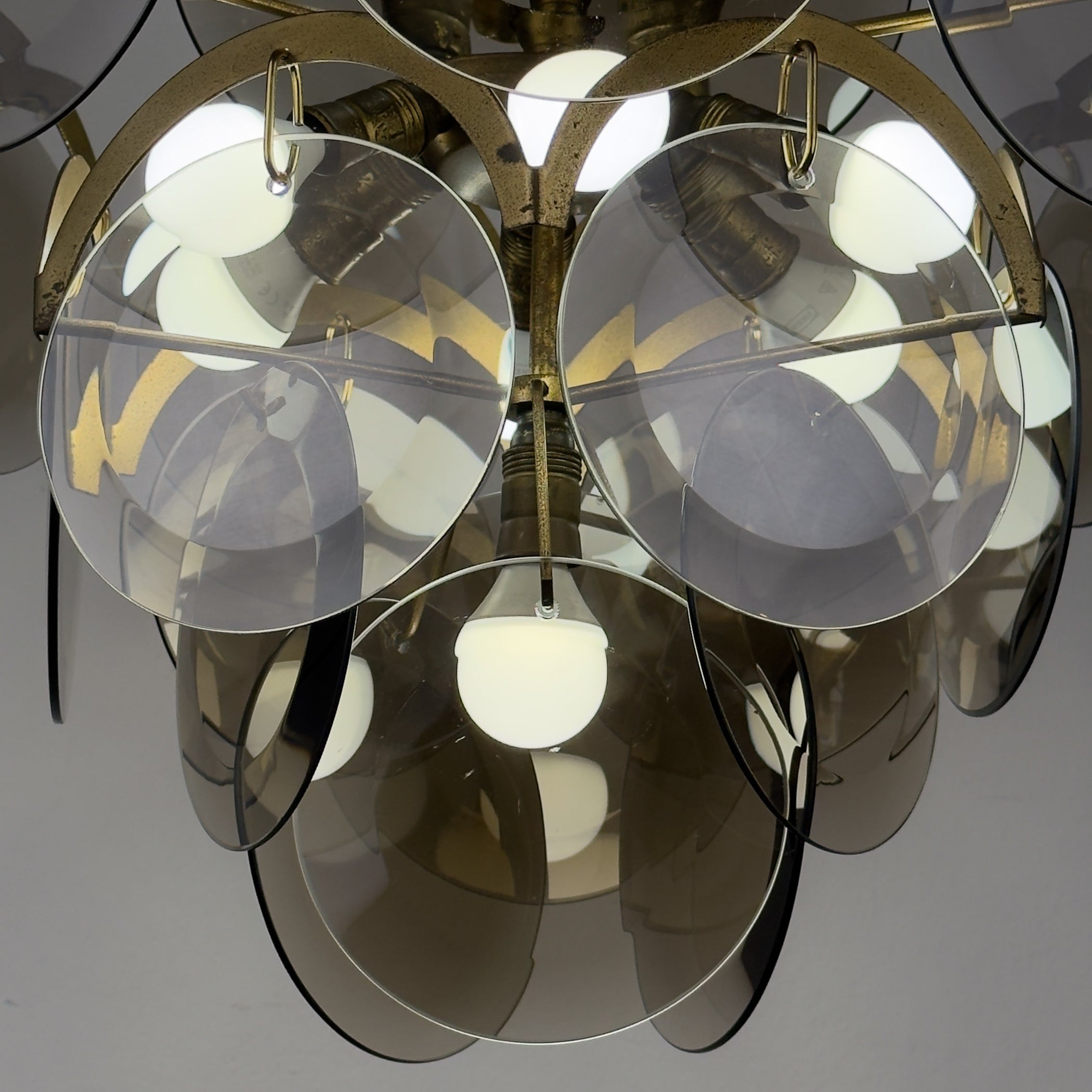 Smoked Murano chandelier by Gino Vistosi, Italy 1970s