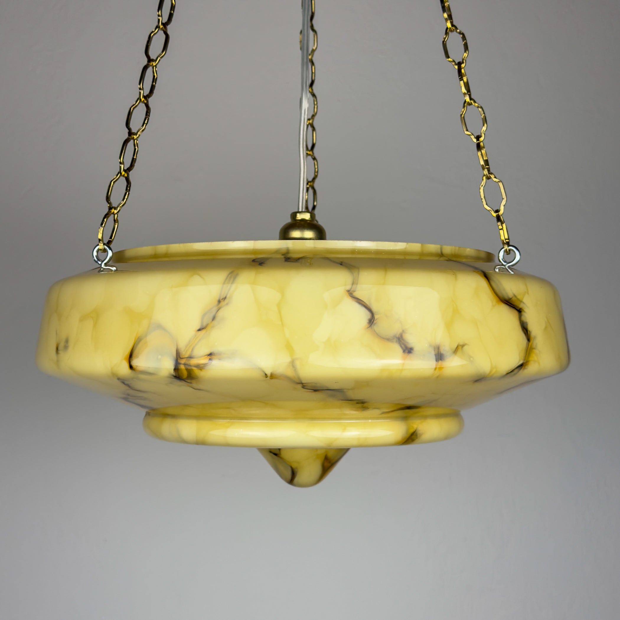 Art Deco yellow glass pendant lamp, Italy 1930s