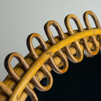 Vintage Oval Bamboo Mirror, attributed Franco Albini, Italy 1960s