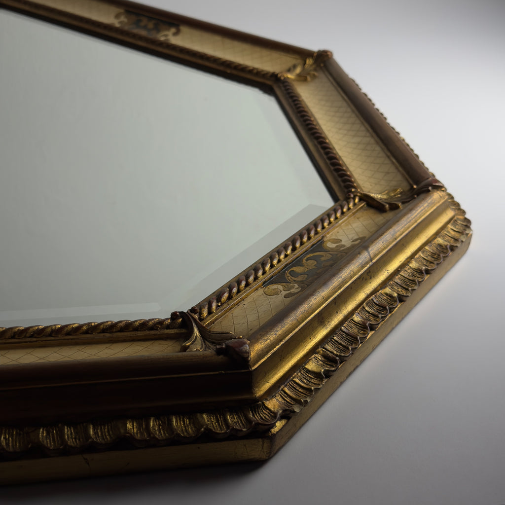 Vintage Large Wooden Wall Mirror, Italy 1930s