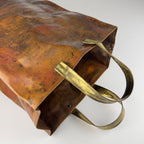 Vintage Copper Magazine Rack "Shopper Bag" with Brass Handles, Italy 1970s