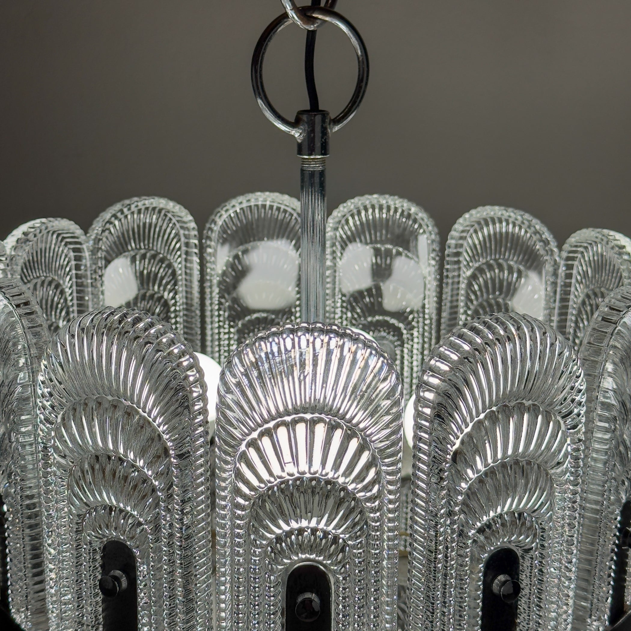 Vintage large crystal chandelier by Kaiser Leuchten, Germany 1960s