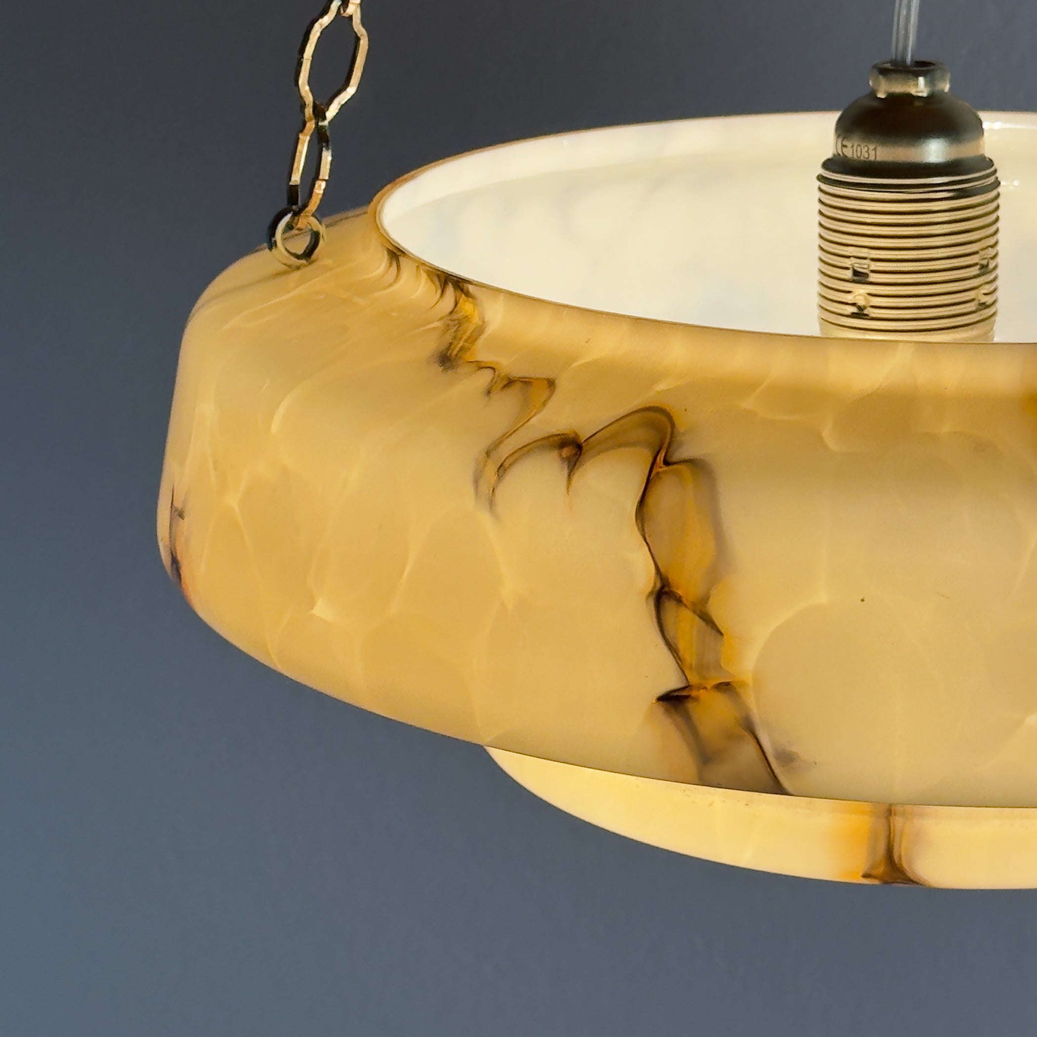 Art Deco yellow glass pendant lamp, Italy 1930s