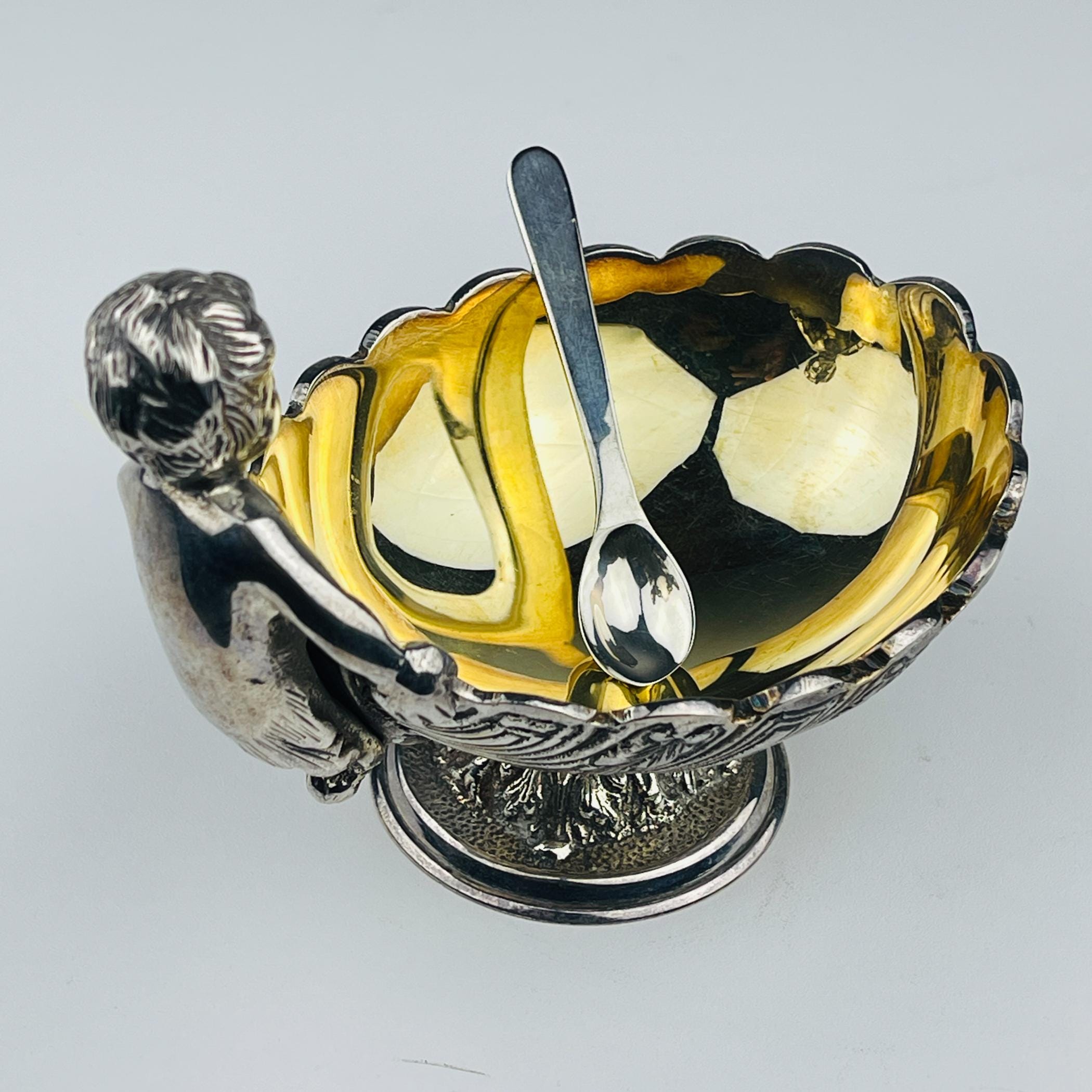 Vintage Silver-Plated Caviar Server with Spoon - Royal Family Sheffield Italy