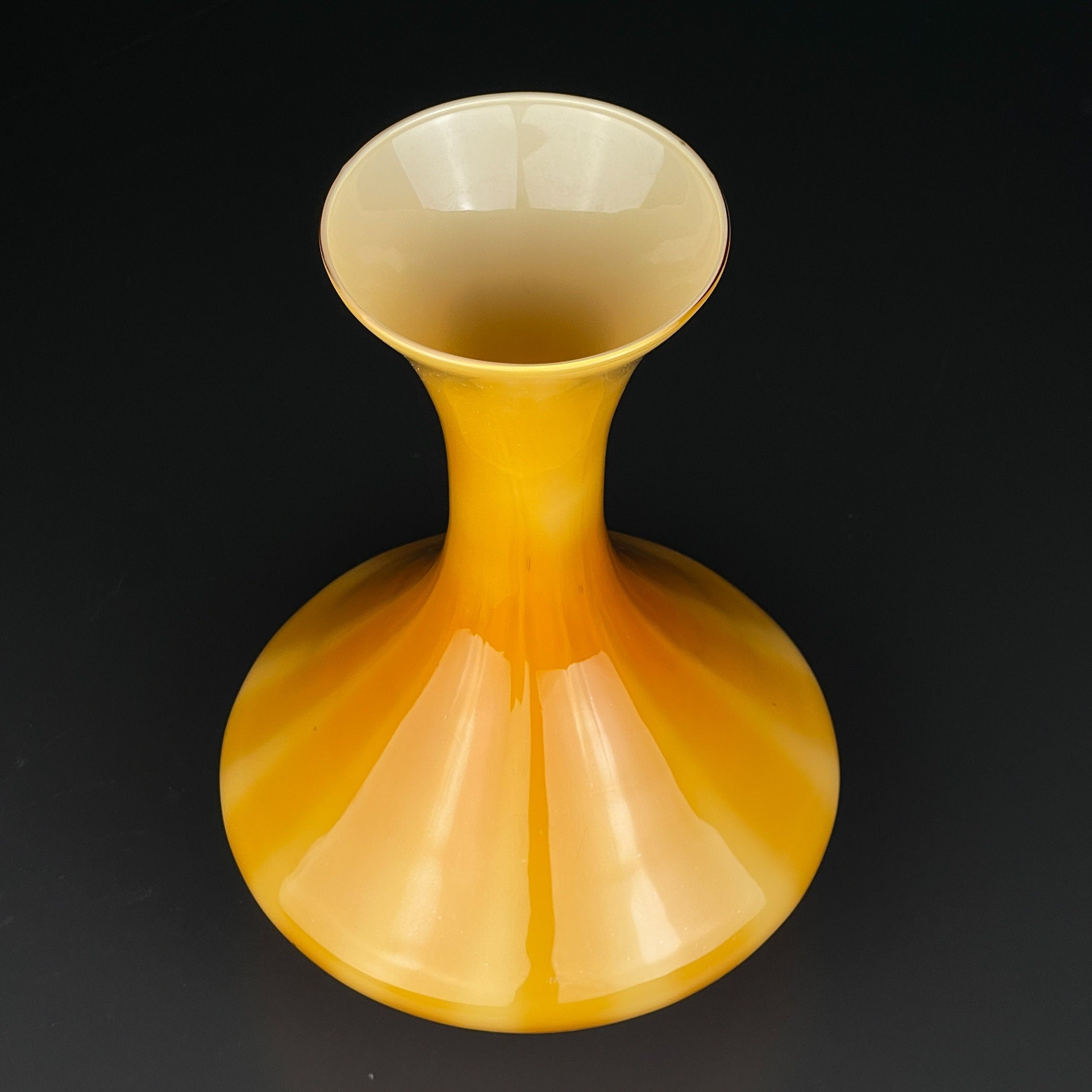 Vintage yellow murano vase, Italy 1970s, Mid-century home decor