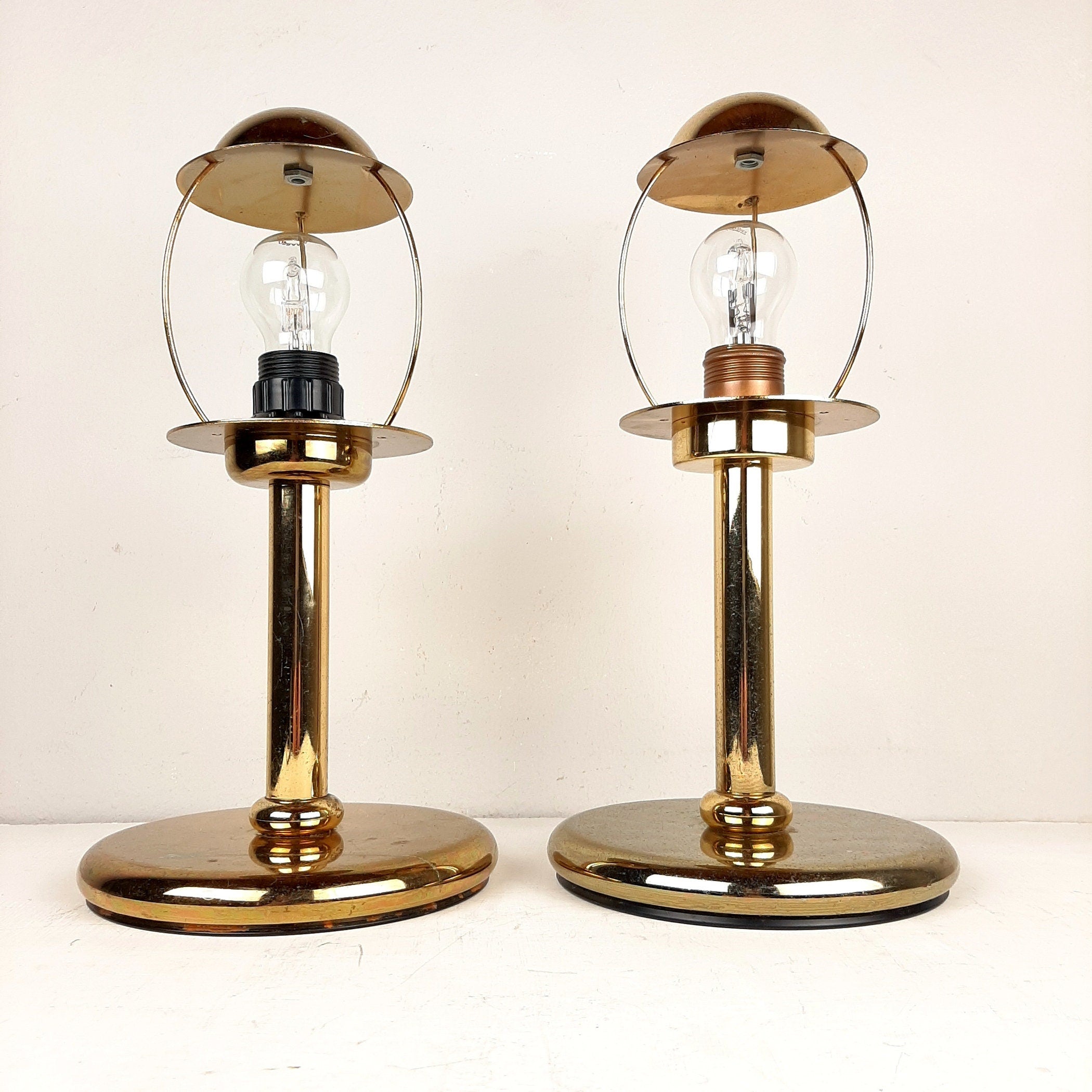 Vintage Gold Metal Table Lamps: Mid-Century Art Deco Night Lights