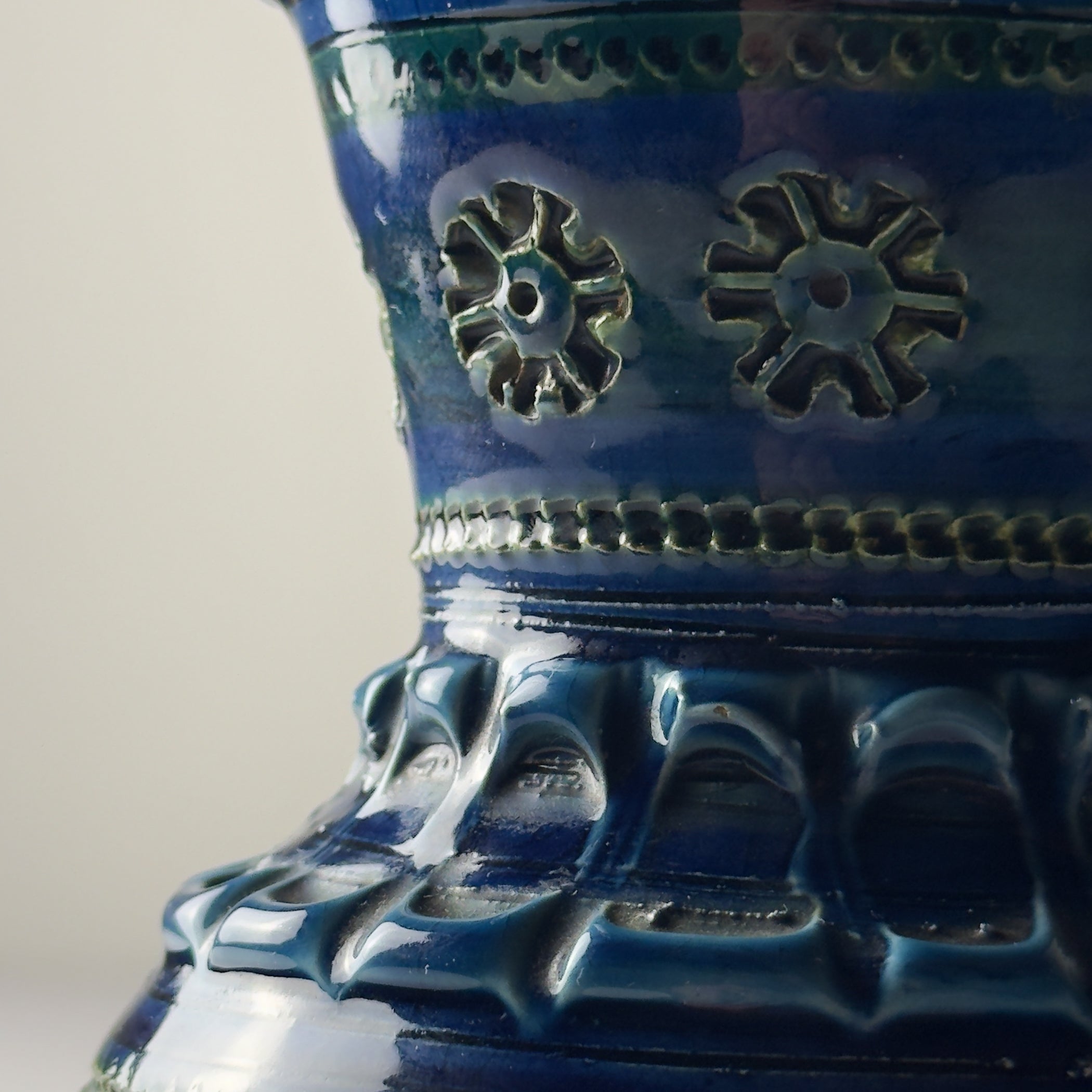 Vintage ceramic vase Rimini Blue, design Aldo Londi, Bitossi Italy 1970s