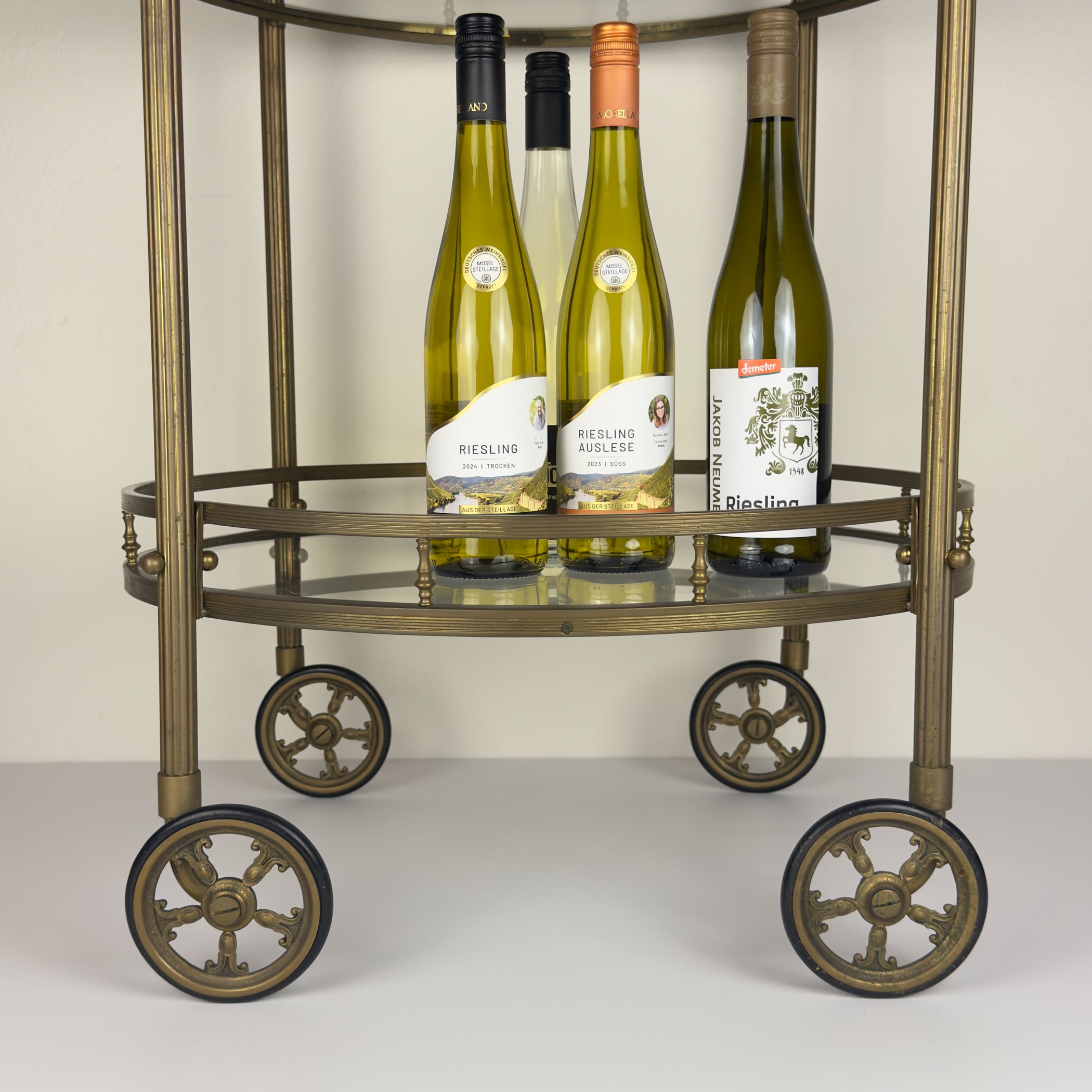 Vintage brass bar cart, France 1950s