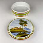 Vintage hand painted round trinket box by manufacture Di Stefano, Italy, late 20th Century