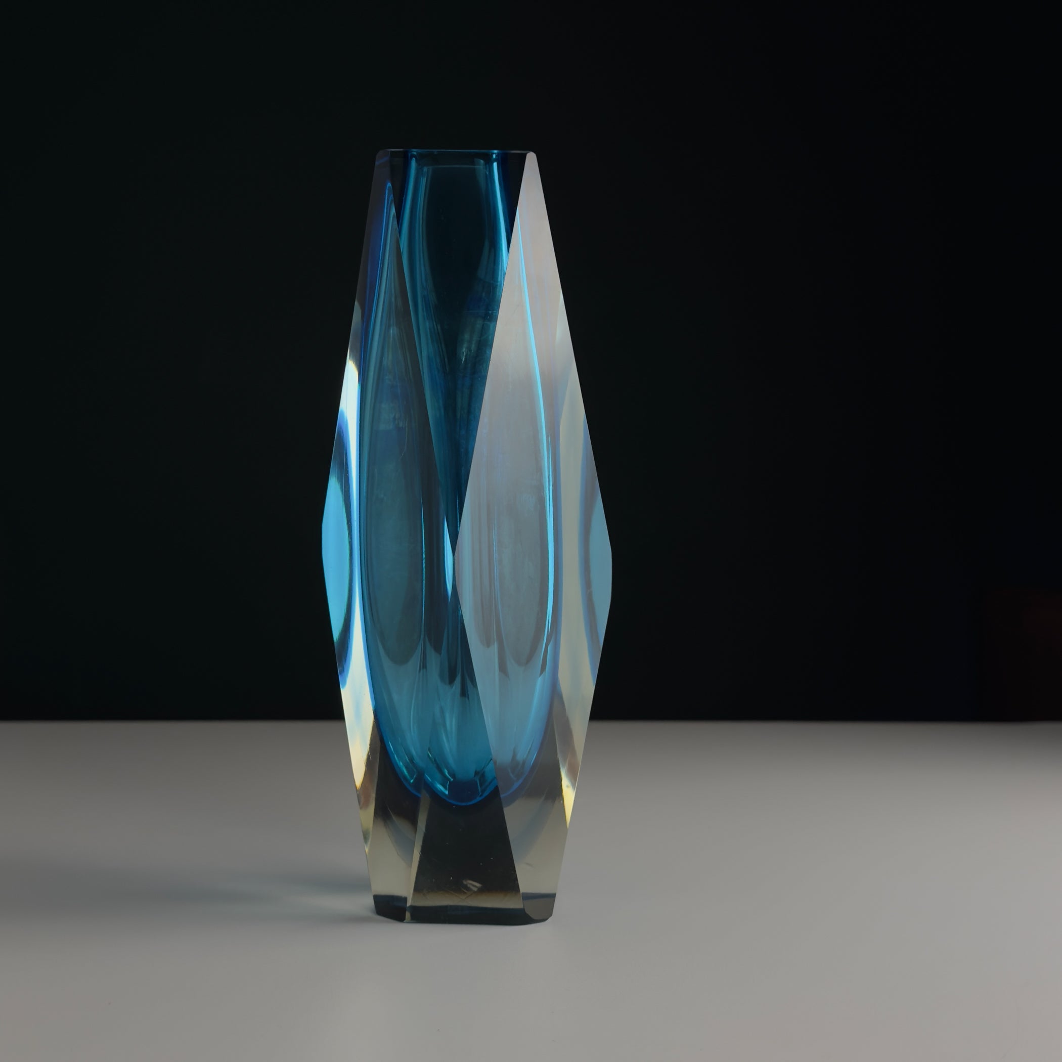 Sommerso blue Murano glass vase, style Flavio Poli, Italy 1970s