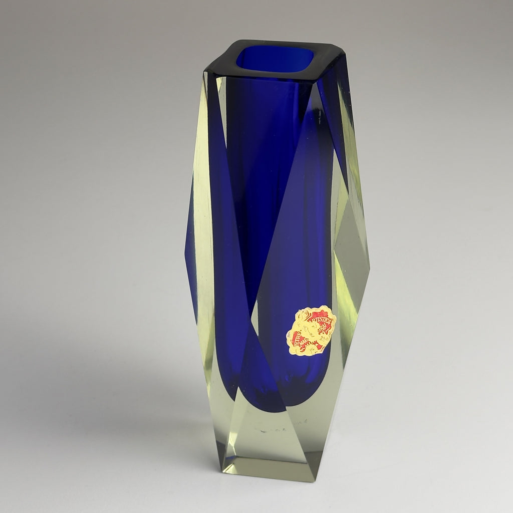 Vintage sommerso blue Murano vase, Italy 1970s