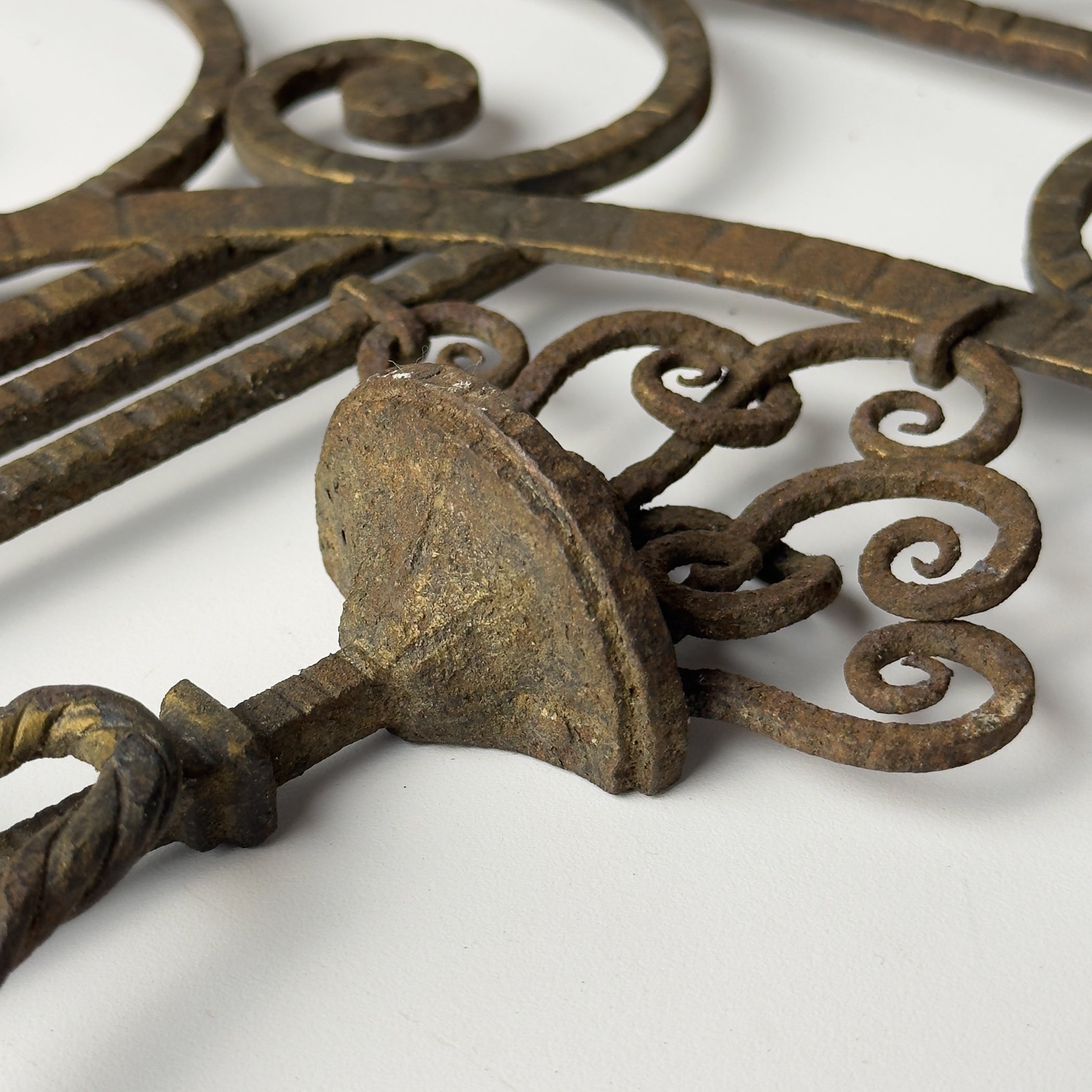 Antique wall decorative panel of wrought iron, Italy 1920s