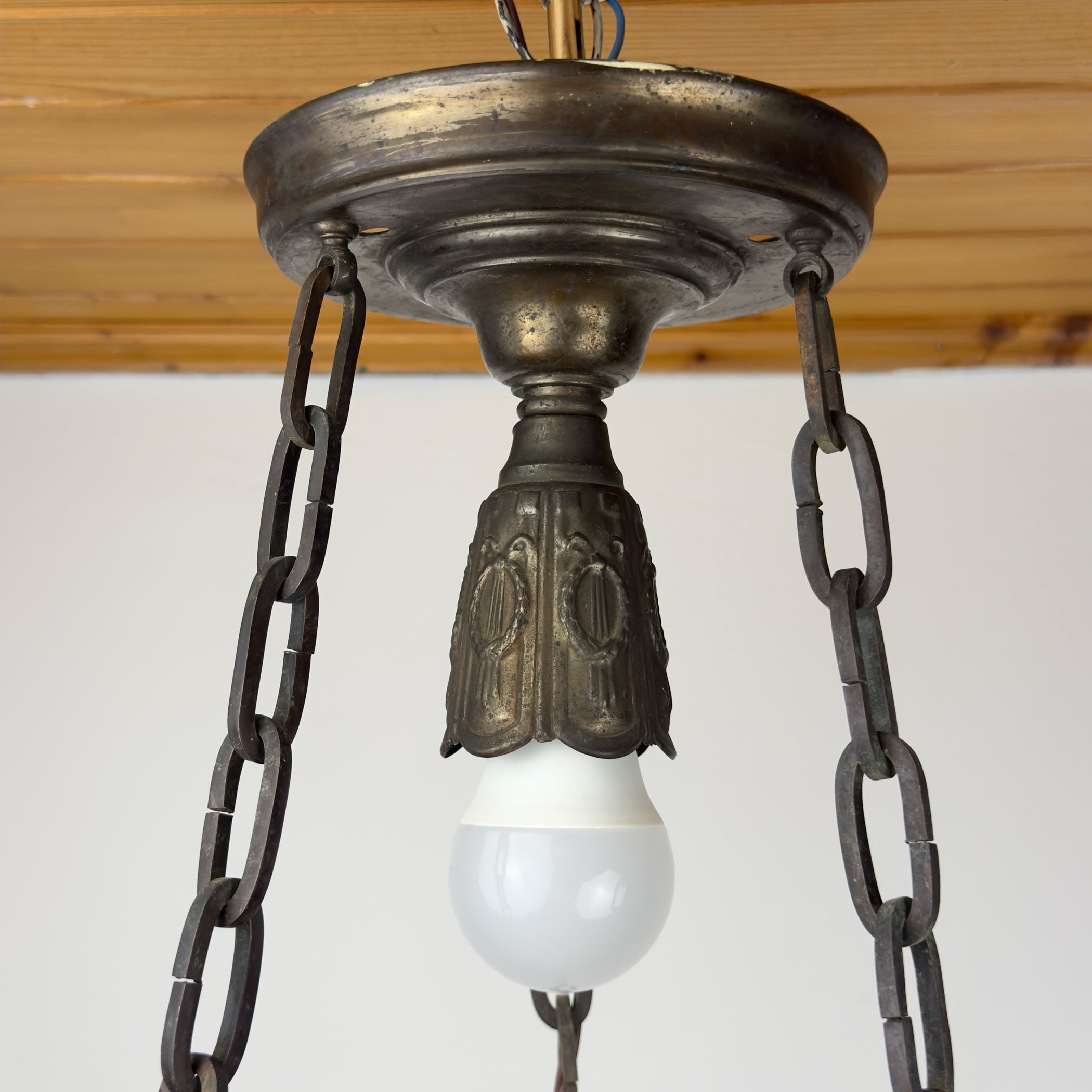 Antique chandelier on chains in Art Nouveau style, Austria, early 20th century
