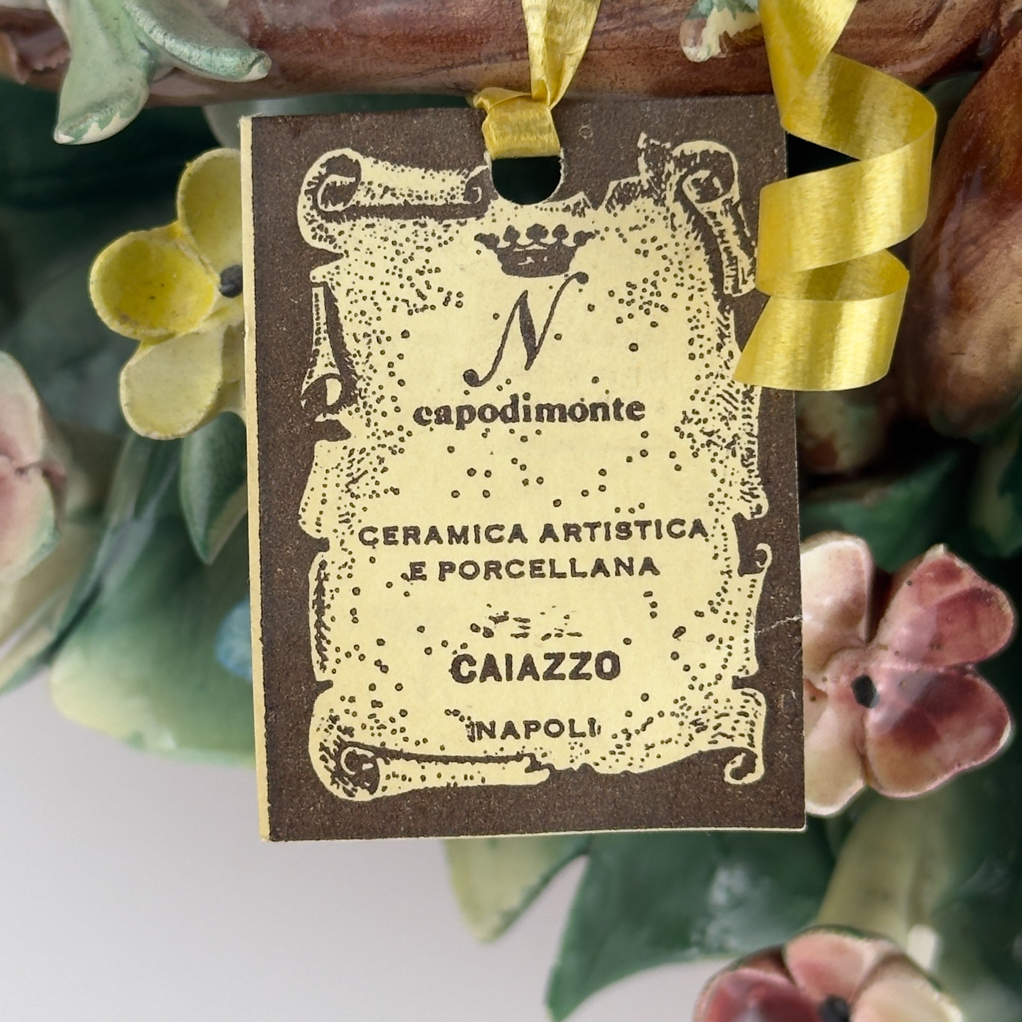 Vintage Capodimonte Ceramic Flower Basket, Italy 1960s