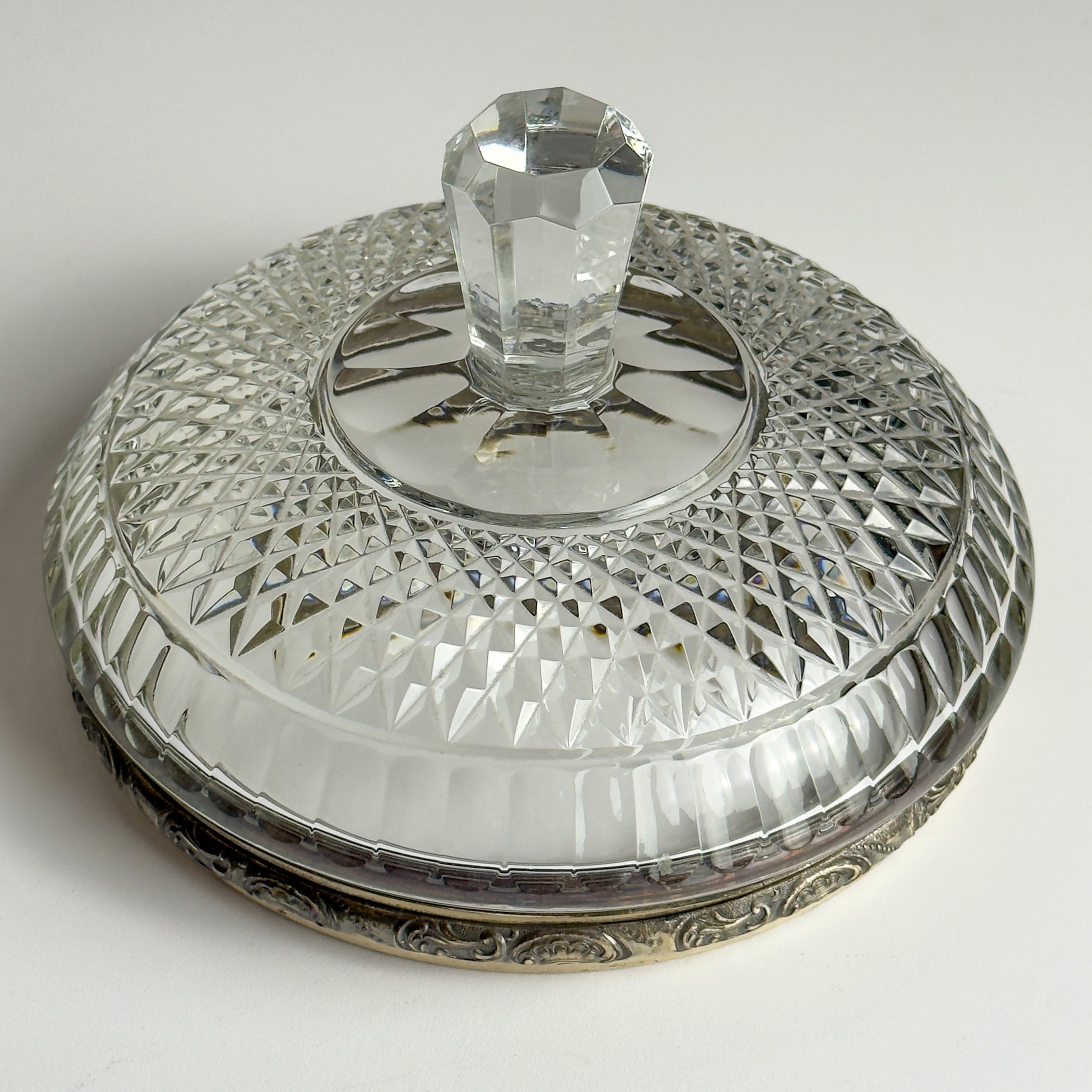 Antique glass bowl with bronze base, Italy 1920s