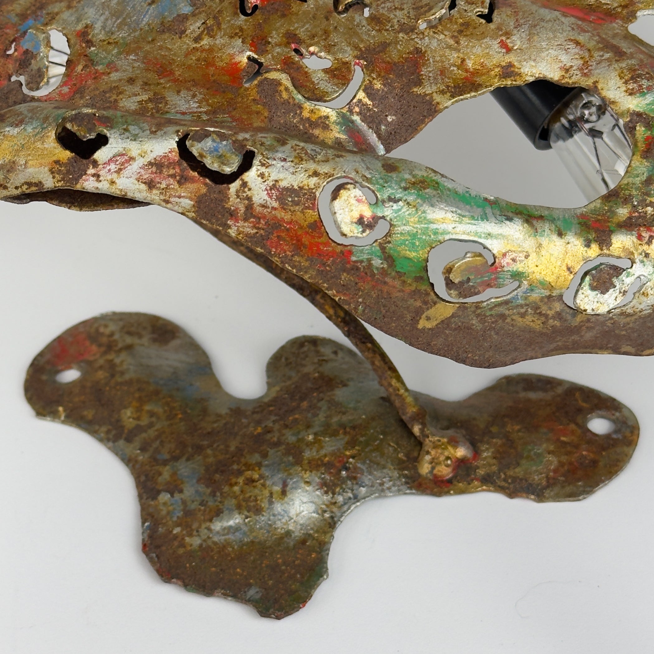 Original metal Brutalist wall lamp Octopus by Salvino Marsura, Italy 1980s