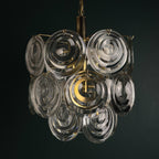 Vintage glass disc chandelier, Italy 1970s