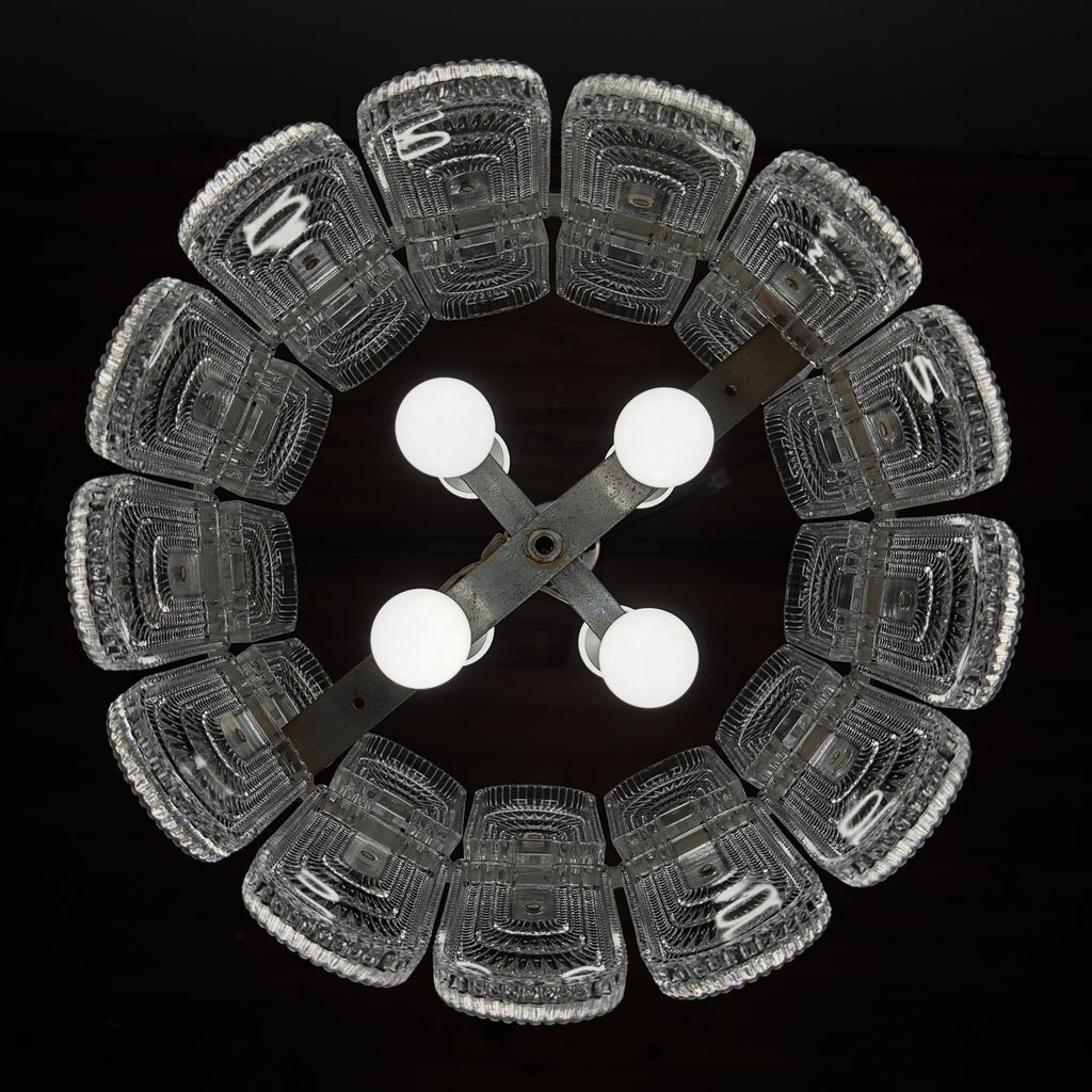 Vintage large crystal chandelier by Kaiser Leuchten, Germany 1960s