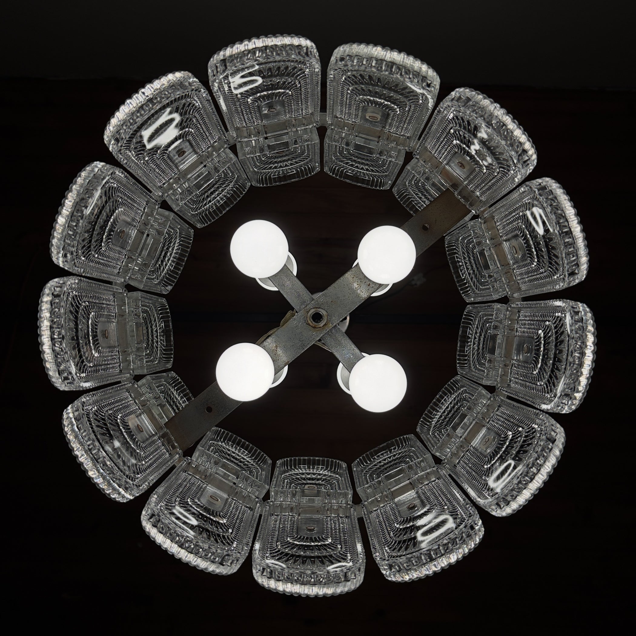Vintage large crystal chandelier by Kaiser Leuchten, Germany 1960s