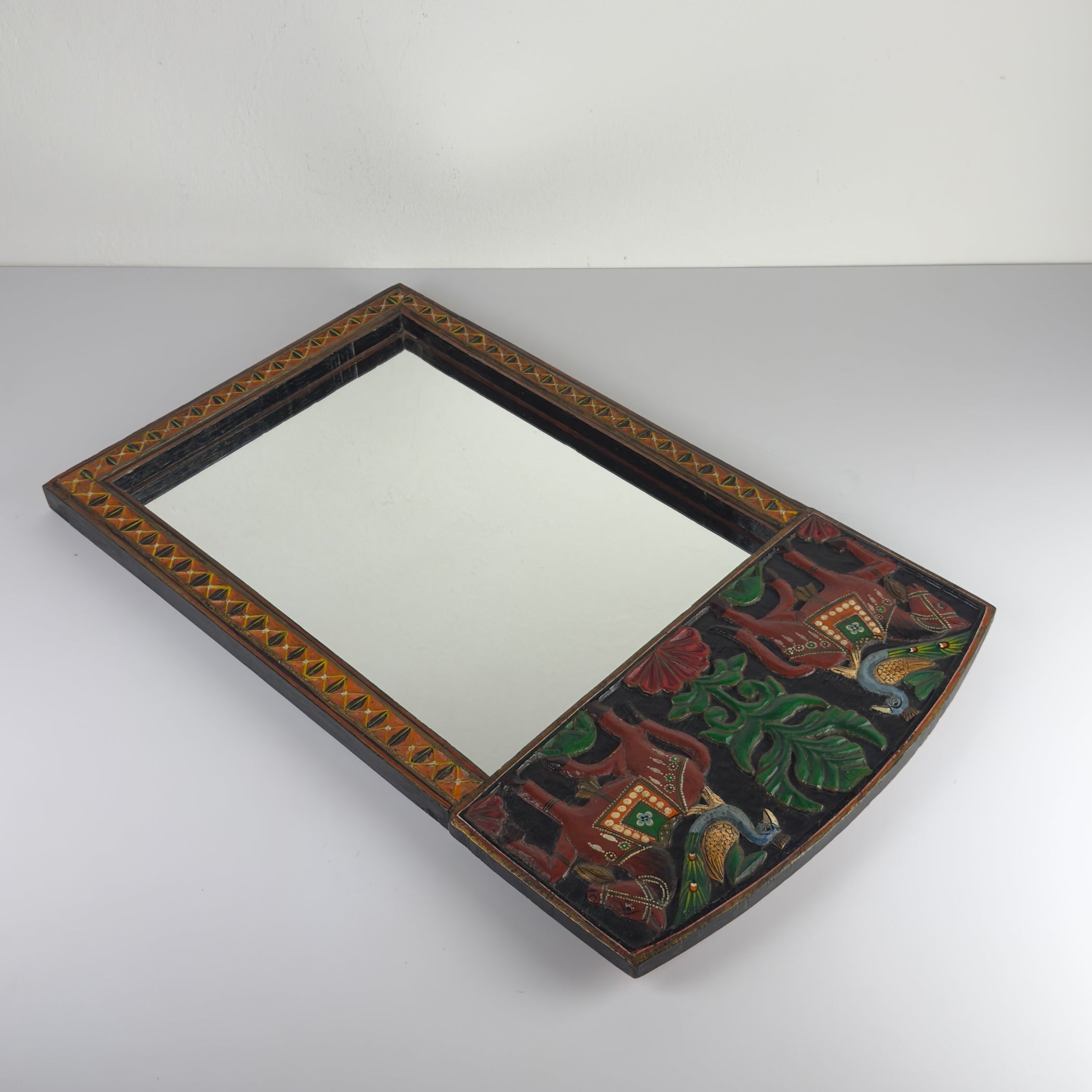 Vintage wooden wall mirror, India mid-20th century