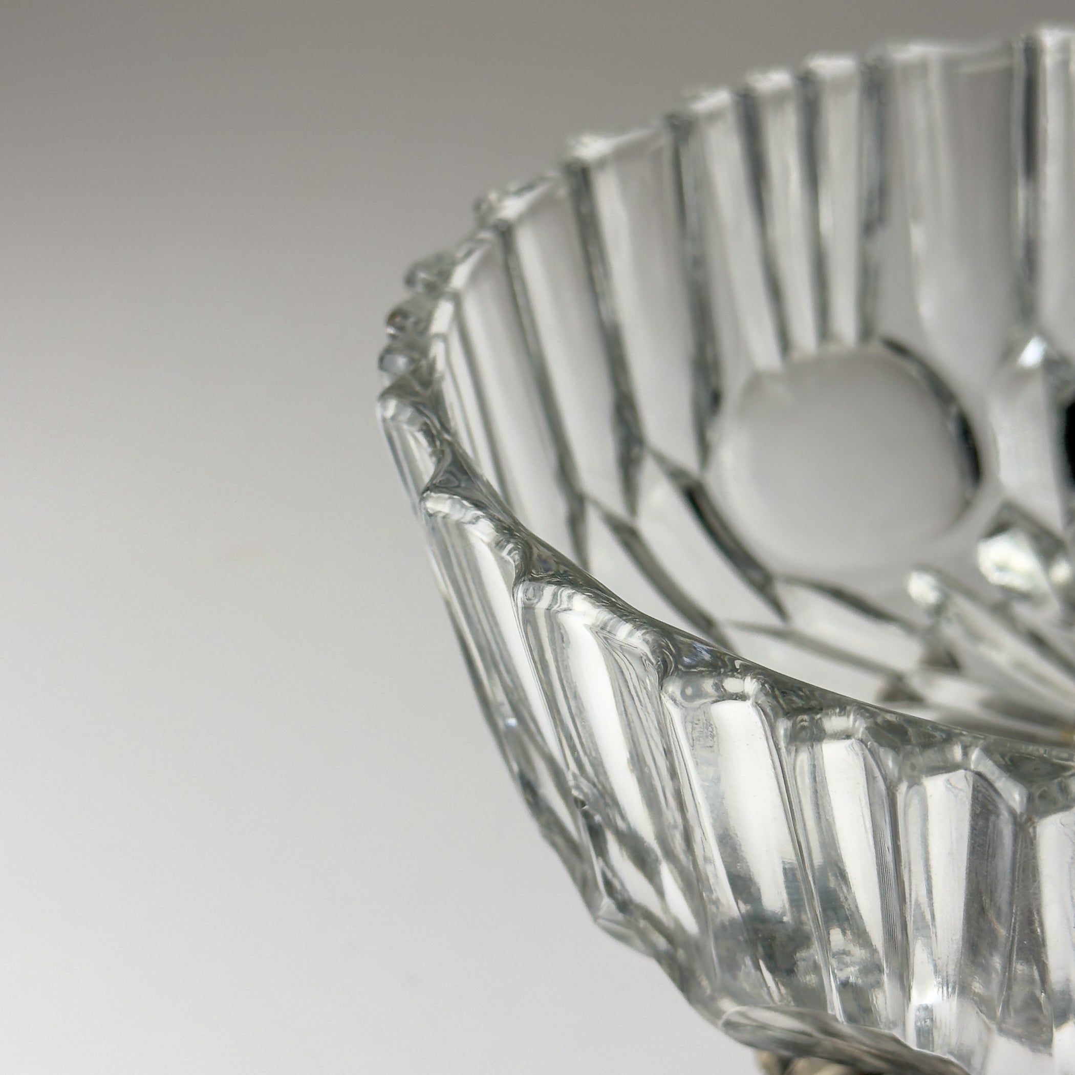 Vintage crystal glass bowl with metal base by Fadalti, Italy 1960s