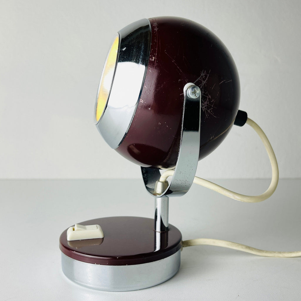 Mid-century cherry desk lamp Eyeball Italy 60s Retro lighting Space Age Atomic
