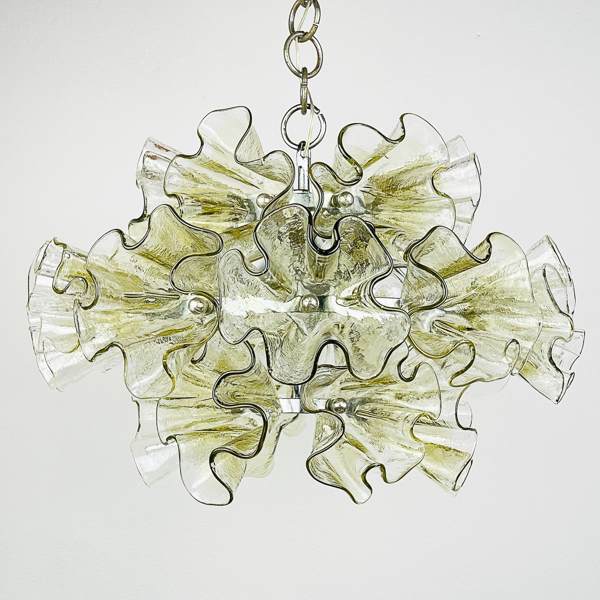 Murano glass chandelier by Mazzega, Italy 1970s, Mid-century modern lamp