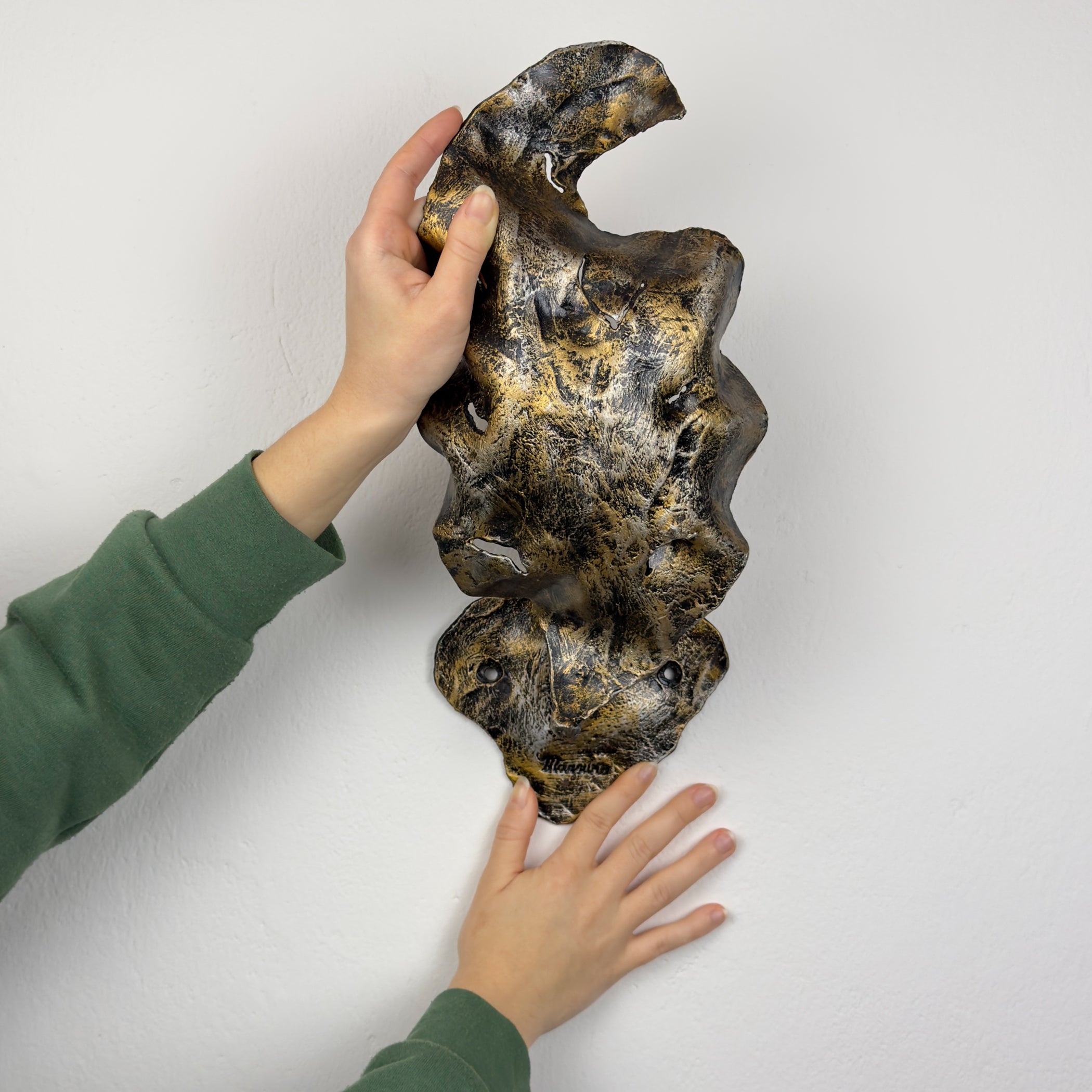 Original metal Brutalist wall lamp by Salvino Marsura, Italy 1970s