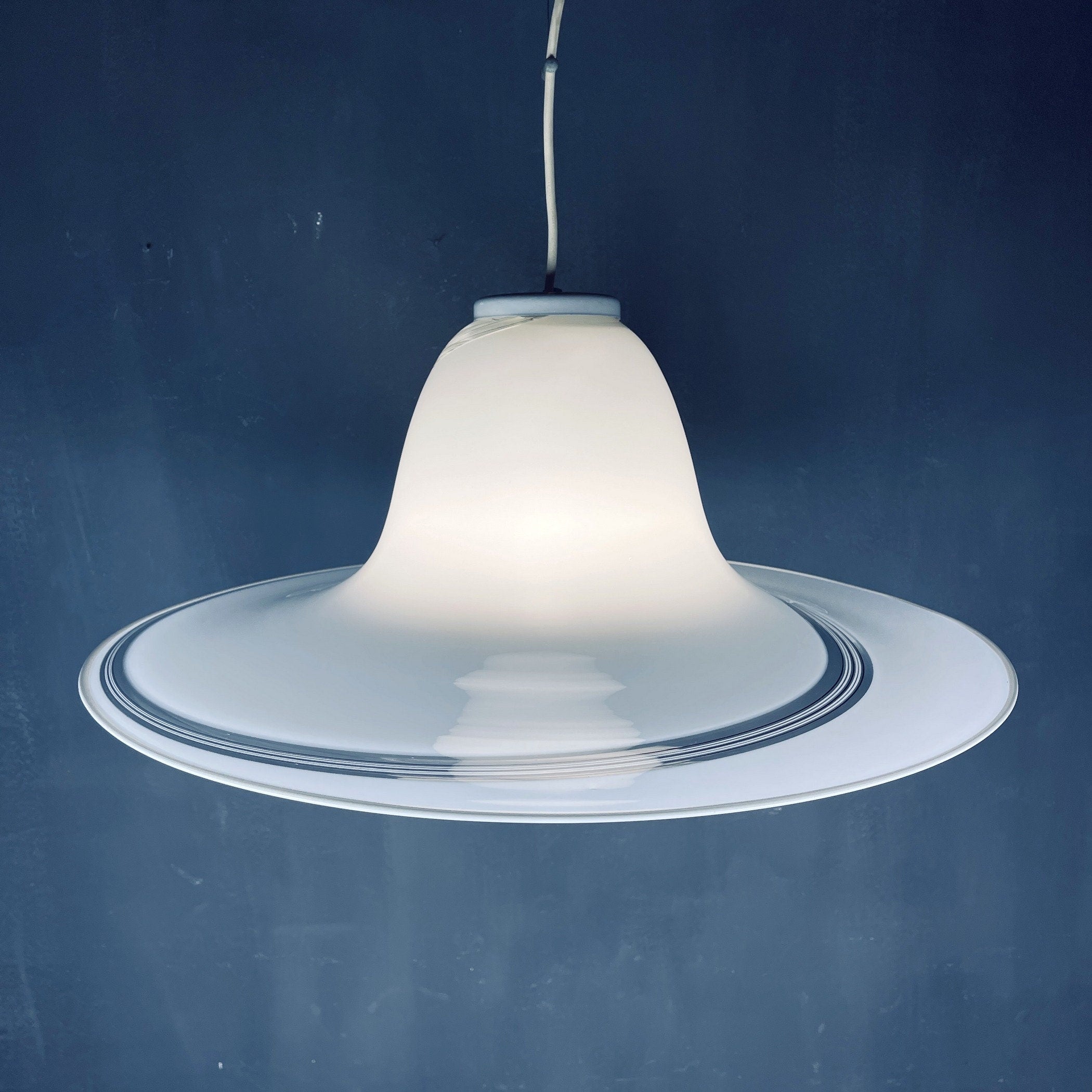 Vintage swirl murano glass pendant lamp Italy 1970s Mid-century light space age