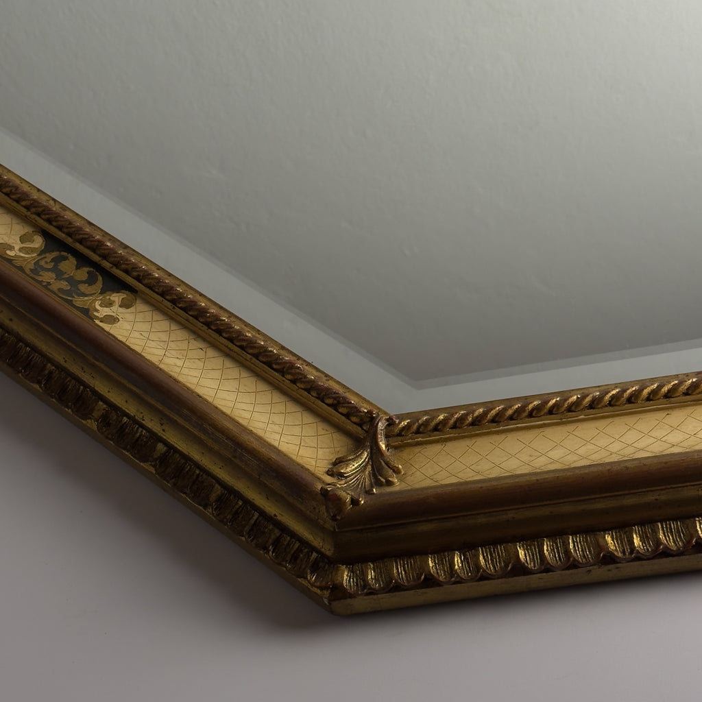 Vintage Large Wooden Wall Mirror, Italy 1930s
