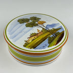 Vintage hand painted round trinket box by manufacture Di Stefano, Italy, late 20th Century