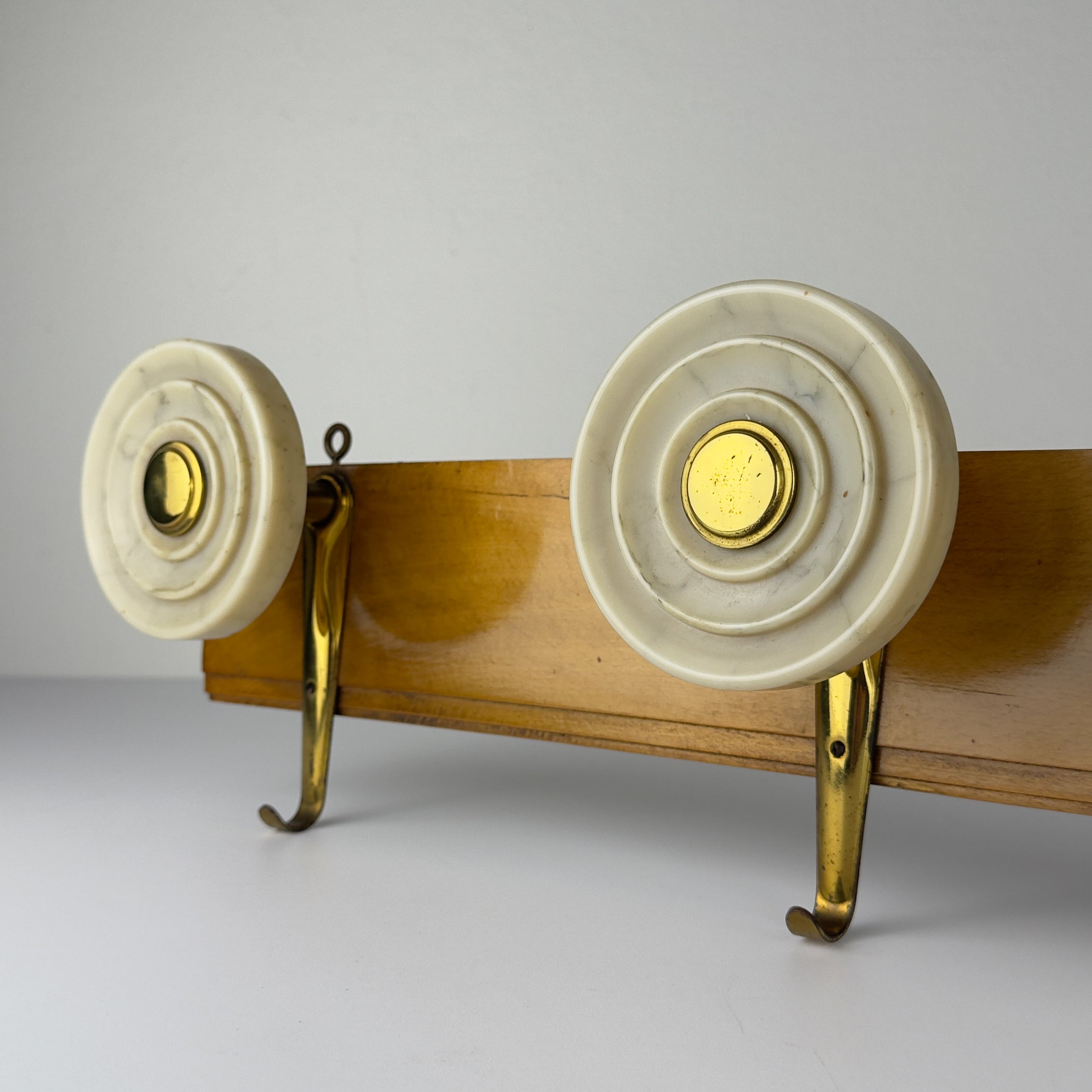 Vintage Art Deco brass & bakelite hanger, Italy 1950s