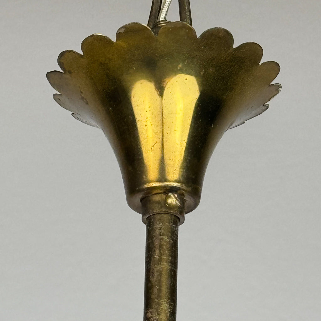 Vintage murano glass and brass chandelier, Italy 1950s
