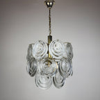 Vintage glass disc chandelier, Italy 1970s