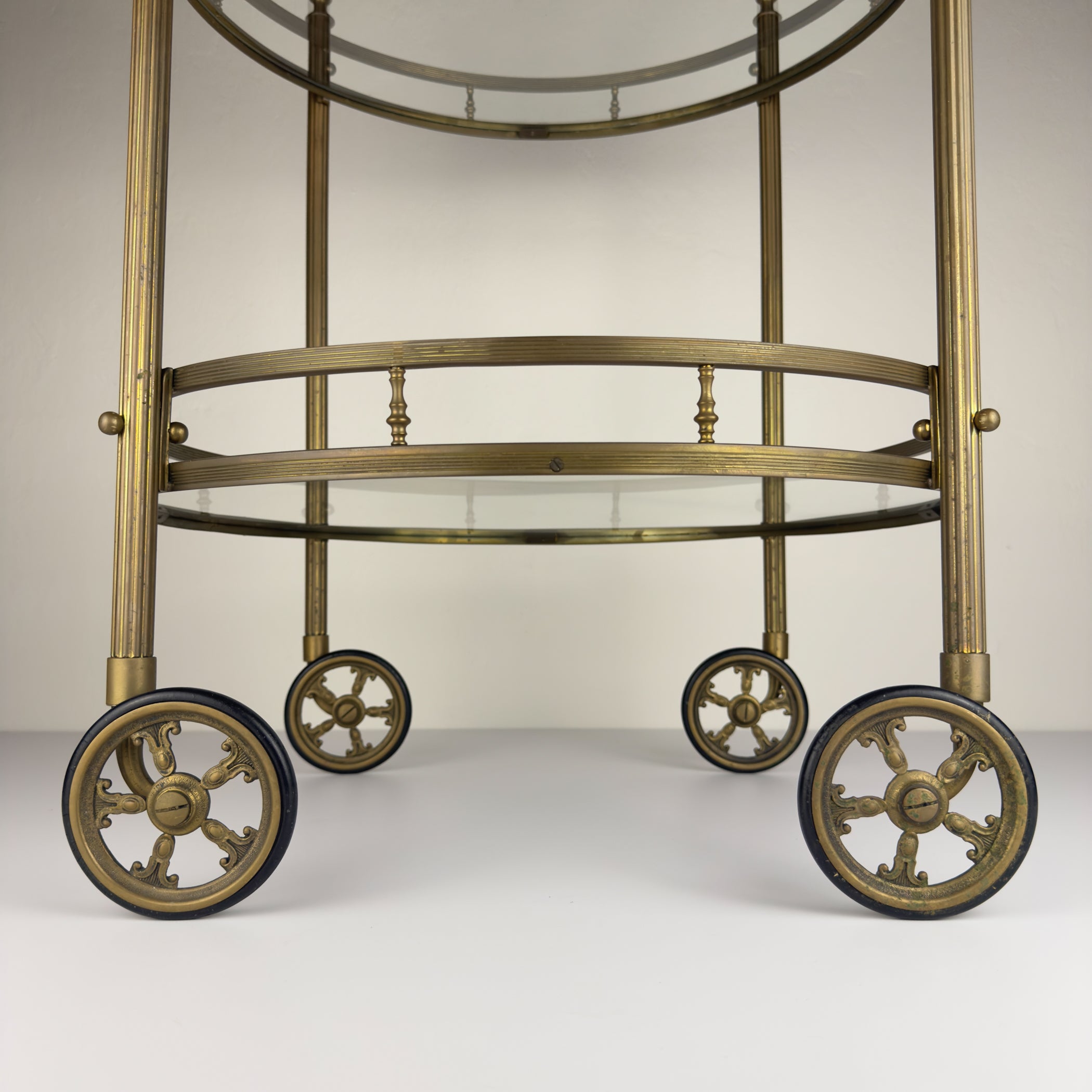 Vintage brass bar cart, France 1950s
