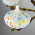 Mid-Century Stilnovo chandelier with teak and Murano Glass, Italy 1940-50s