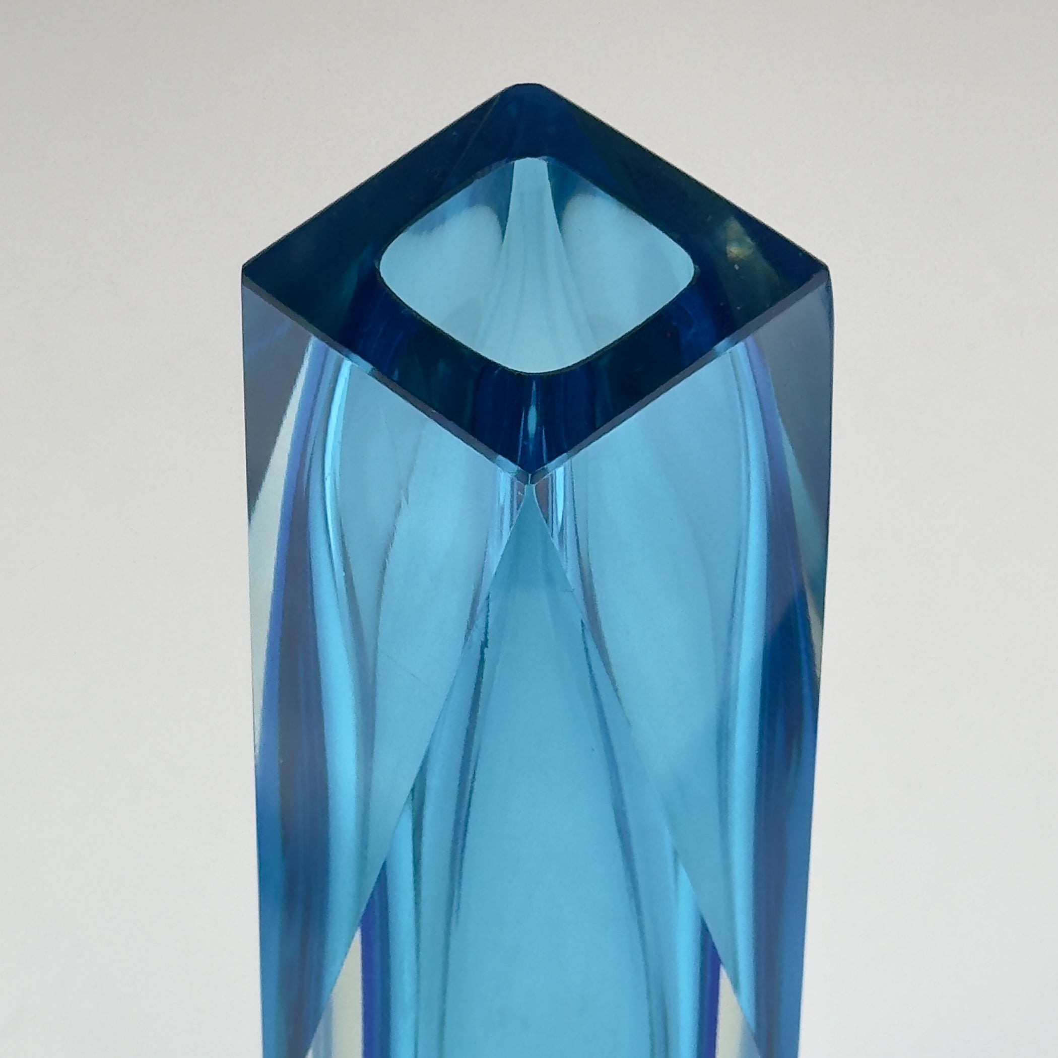 Sommerso blue Murano glass vase, style Flavio Poli, Italy 1970s