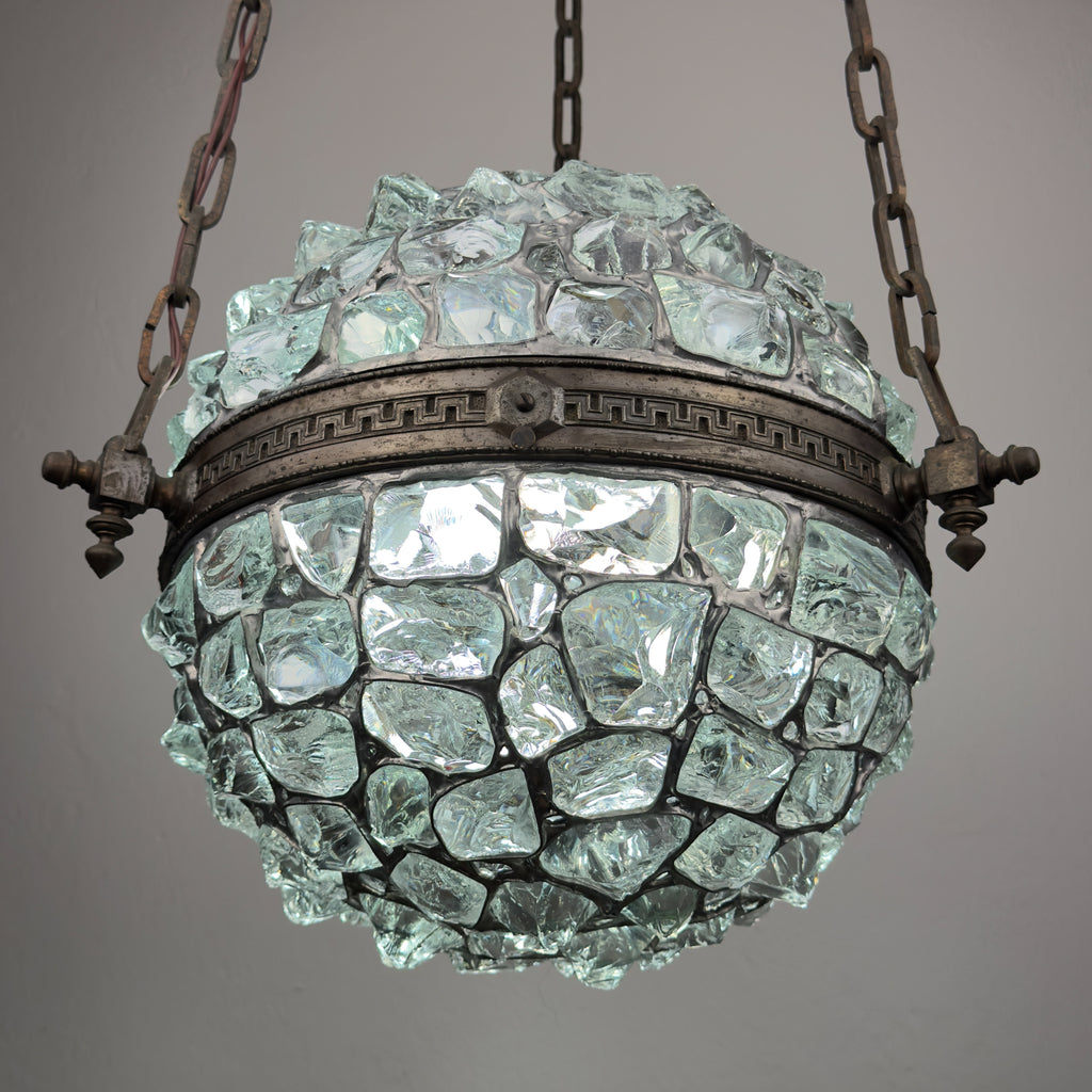 Antique chandelier on chains in Art Nouveau style, Austria, early 20th century