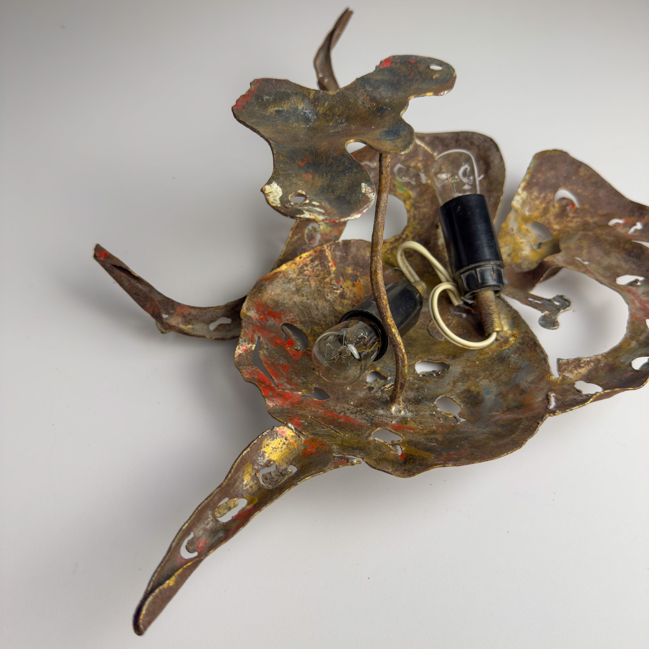 Original metal Brutalist wall lamp Octopus by Salvino Marsura, Italy 1980s