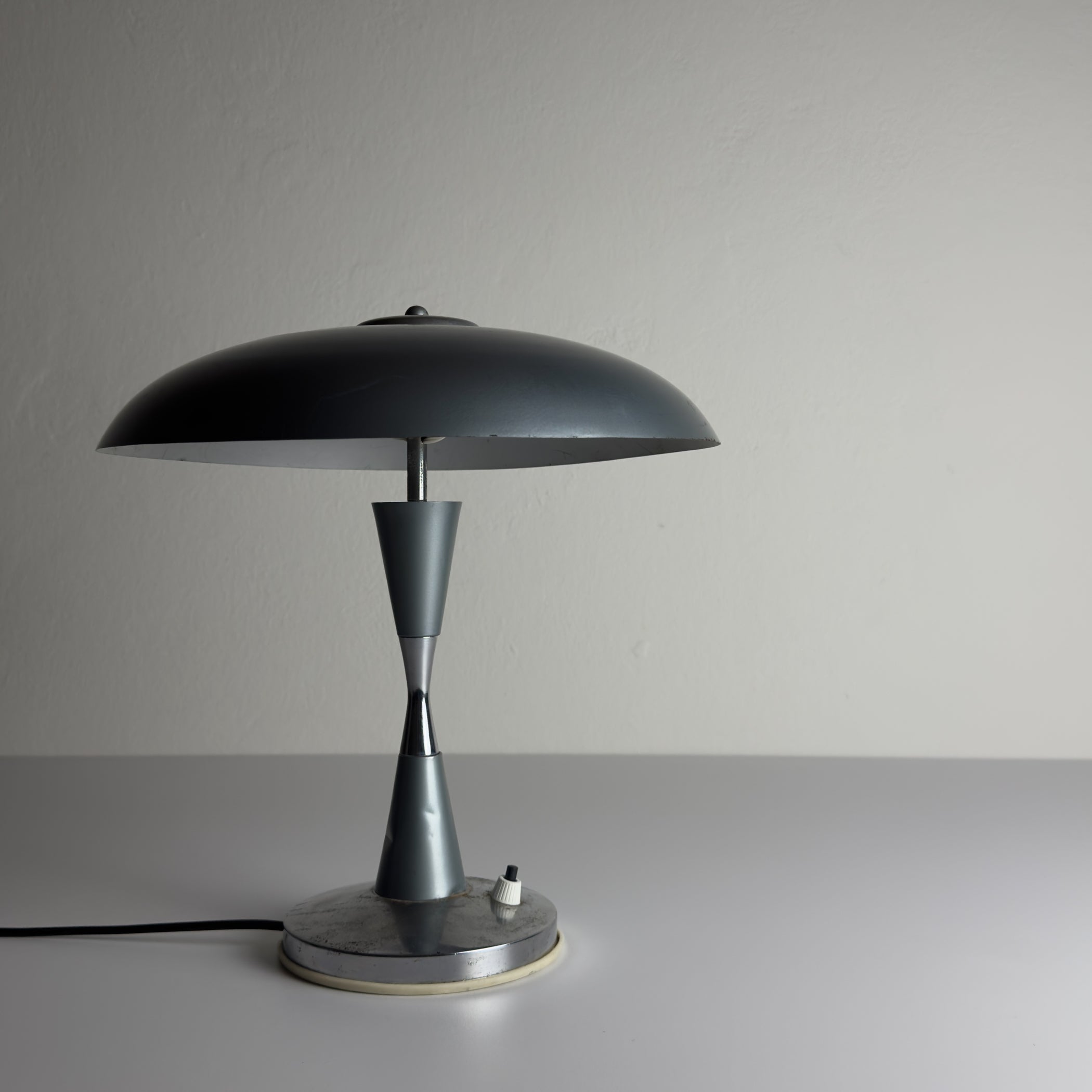 Grey industrial metal desk lamp Italy, 1960s