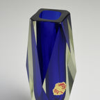 Vintage sommerso blue Murano vase, Italy 1970s