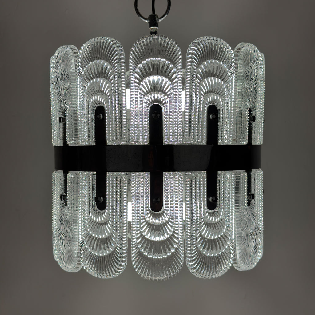 Vintage large crystal chandelier by Kaiser Leuchten, Germany 1960s