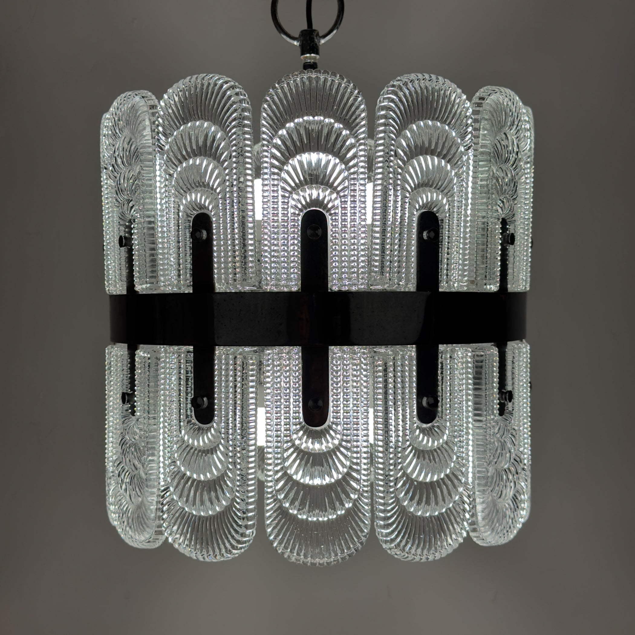 Vintage large crystal chandelier by Kaiser Leuchten, Germany 1960s