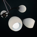 Mid-Century Stilnovo chandelier with Opaline Glass, Italy 1960s