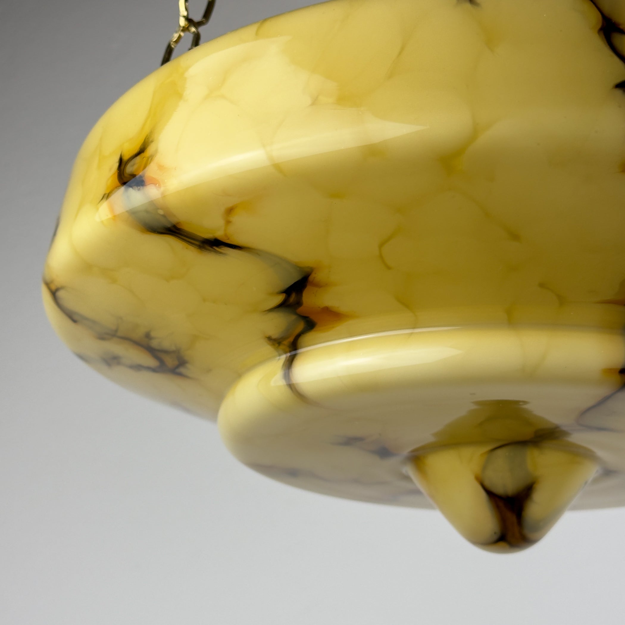 Art Deco yellow glass pendant lamp, Italy 1930s