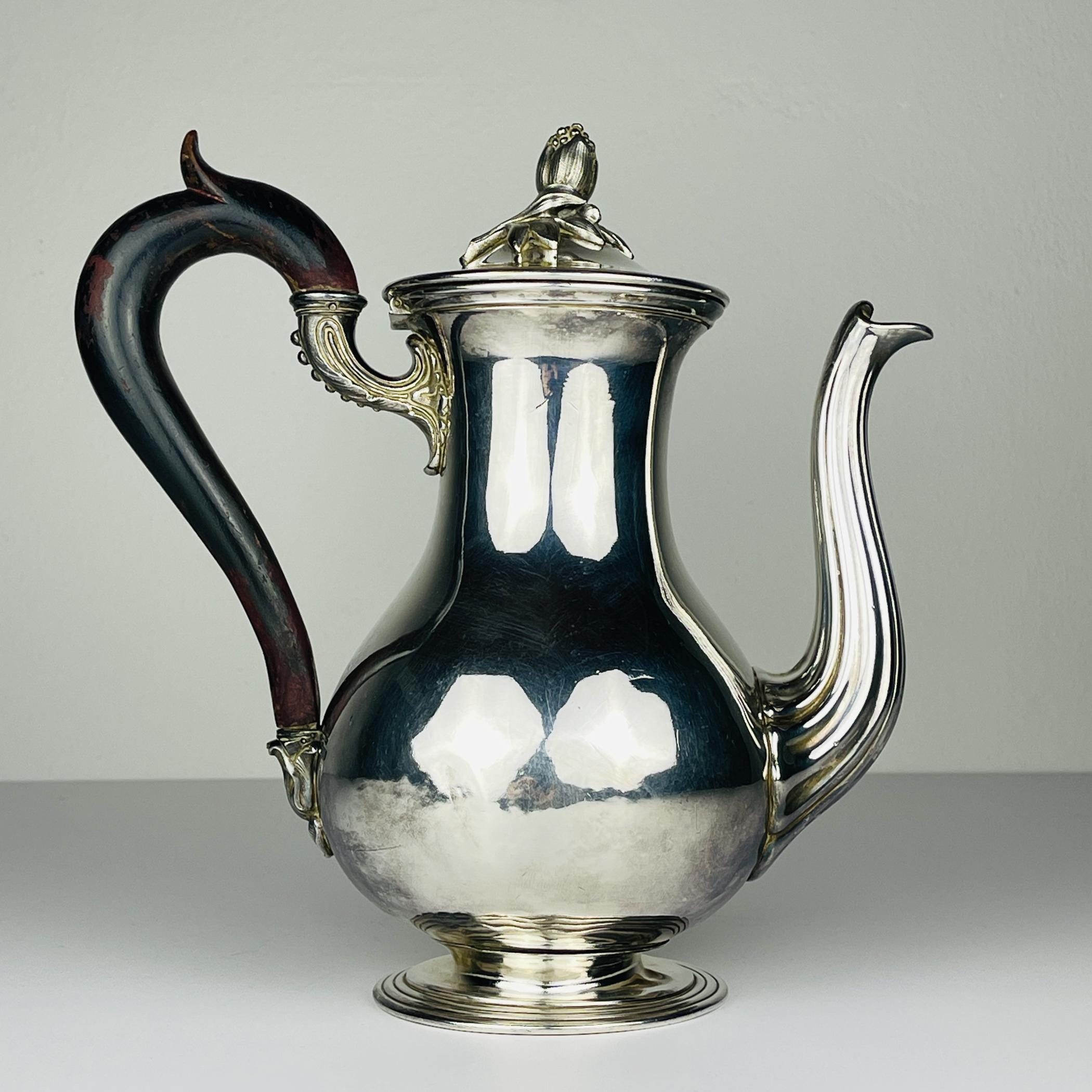 Antique silver plated coffee pot by Christofle, France, 19th century, Vintage home decor