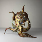 Original metal Brutalist wall lamp Octopus by Salvino Marsura, Italy 1980s