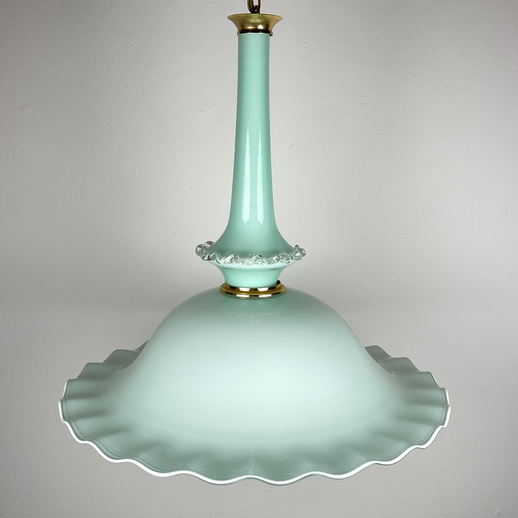 Vintage Murano glass pendant lamp by Venini, Italy 1970s, Mid-century Italian modern