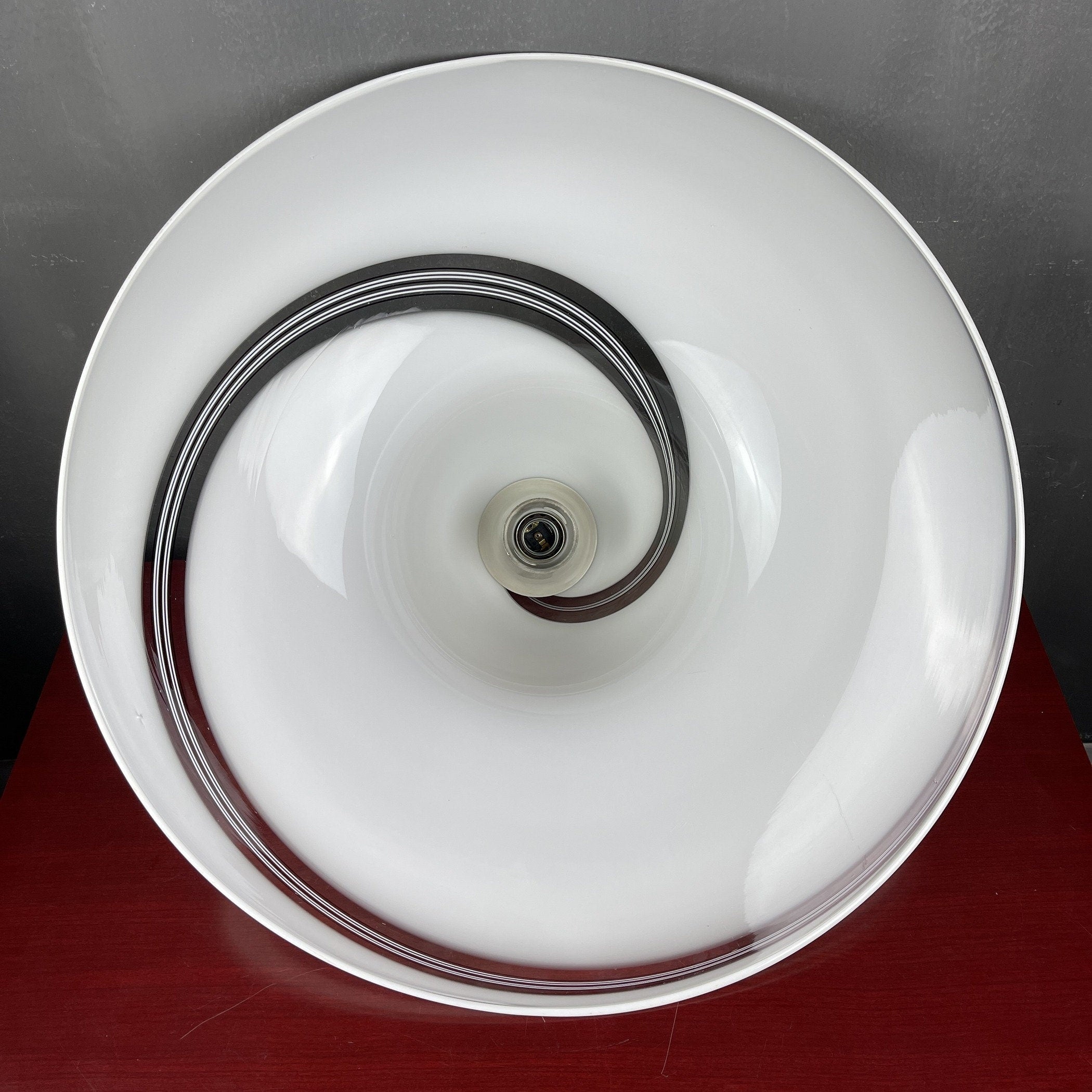 Vintage swirl murano glass pendant lamp Italy 1970s Mid-century light space age