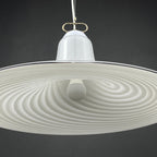 Vintage Murano Glass Pendant Lamp: Swirl White Mid-Century Lighting